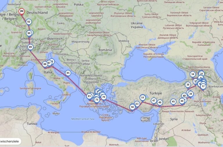 2024 Reiseroute All the way back home from Armenia
